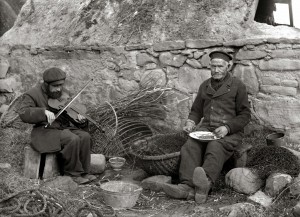 Blind Benjie Findlayson with his father. Campbell Ross Collection