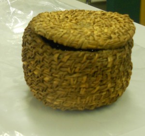 Coiled rush field basket, Dumfries Museum JG 55.1965.106